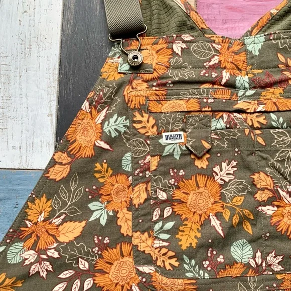 NWT Duluth 2X x31L Heirloom Gardening Lined Bib Overalls Loden Autumn Leaves - Picture 2 of 10